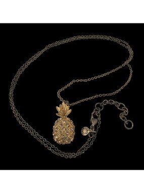 Preppy Summer J. Crew Gold Pineapple Pendant Necklace